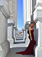 Gorgeous Mermaid Stretch Crepe Sleeveless Ruffles Strapless Prom Dresses by misshow.com