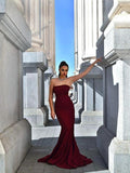 Gorgeous Mermaid Stretch Crepe Sleeveless Ruffles Strapless Prom Dresses by misshow.com