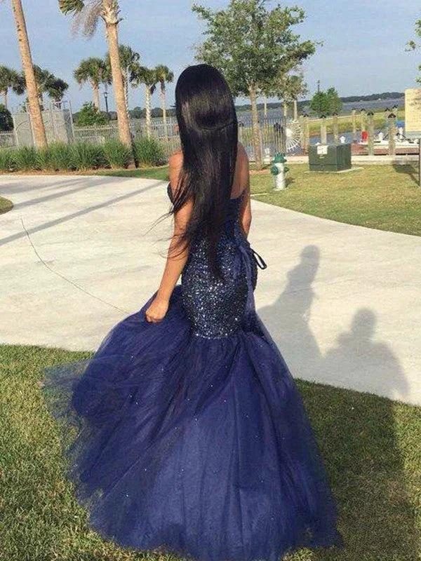 Gorgeous Mermaid Sweetheart Beading Sleeveless Tulle Floor-Length Prom Dresses by misshow.com