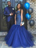 Gorgeous Mermaid Sweetheart Beading Sleeveless Tulle Floor-Length Prom Dresses by misshow.com