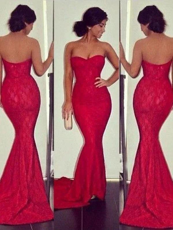 Gorgeous Mermaid Sweetheart Sleeveless Beading Satin Dress by misshow.com
