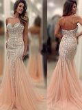 Gorgeous Mermaid Sweetheart Sleeveless Beading Tulle Prom Dresses by misshow.com