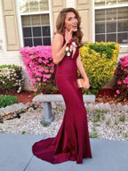 Gorgeous Mermaid V-Neck Sleeveless Spandex Prom Dresses by misshow.com