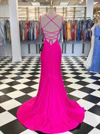 Gorgeous Mermaid V-neck Sleeveless Spandex Ruched Prom Dresses by misshow.com