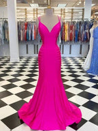 Gorgeous Mermaid V-neck Sleeveless Spandex Ruched Prom Dresses by misshow.com