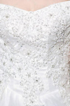 Gorgeous Off the Shoulder White aline Bridal Gown Garden Lace Appliques Wedding Dress by misshow.com