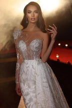 Gorgeous One Shoulder Long Sleeve Mermaid Wedding Dress With Lace by misshow.com