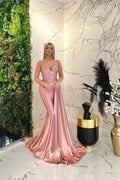 Gorgeous Pink Spaghetti Straps Sleeveless Mermaid Floor-Length Prom Dresses by misshow.com