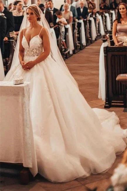 Gorgeous Princess V-neck A-line Wedding Dress With Lace by misshow.com