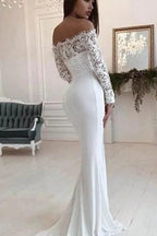 Gorgeous Scoop White Mermaid Long Wedding Dress WD233 by pgmdress