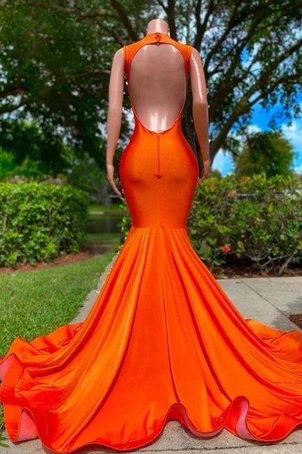 Gorgeous Sequined V-neck Sleeveless Stretch Satin Mermaid Prom Dress with Appliques by misshow.com