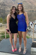Gorgeous Short Royal Blue Tight Glitter Spaghetti Straps Homecoming Dress by misshow.com