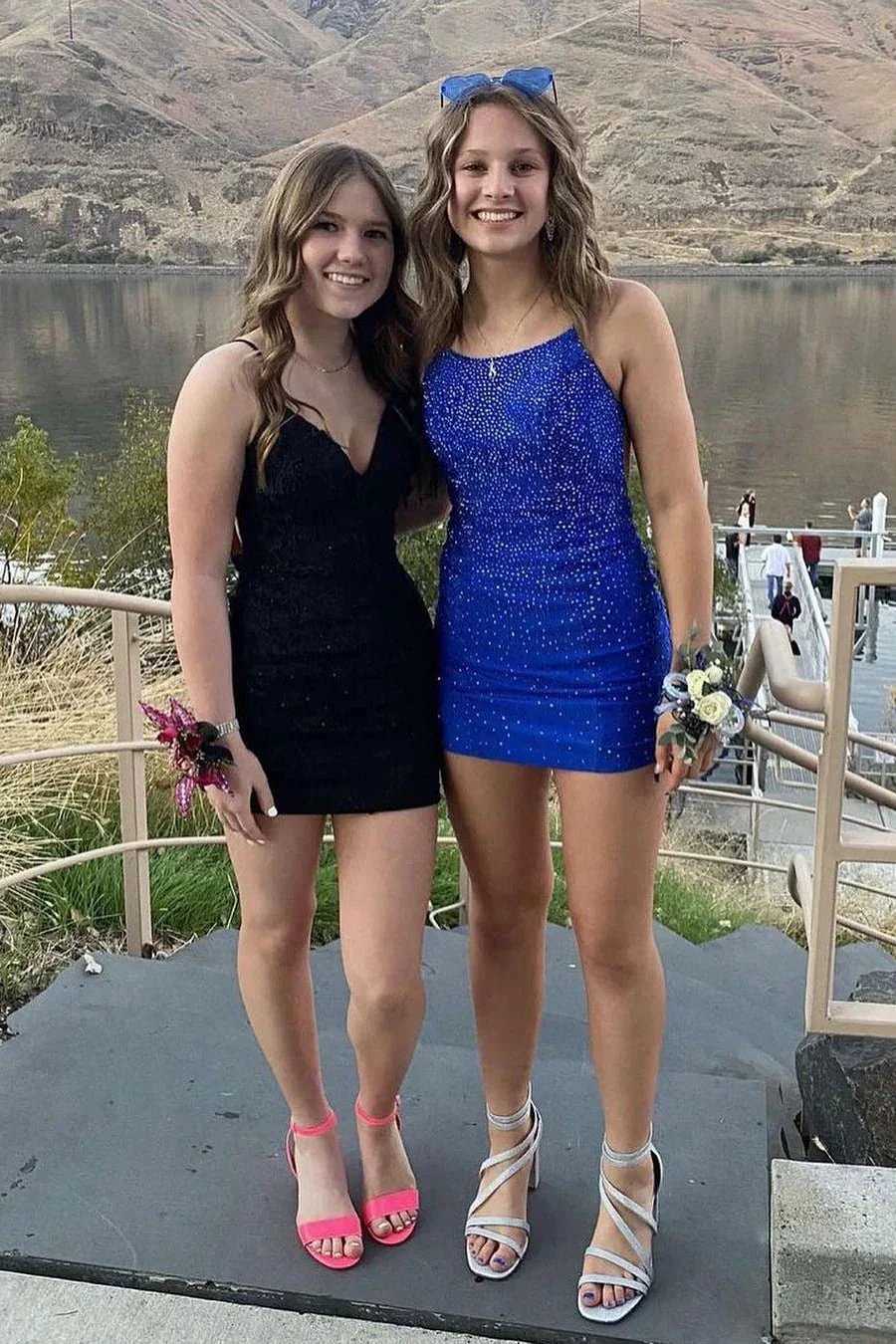 Gorgeous Short Royal Blue Tight Glitter Spaghetti Straps Homecoming Dress by misshow.com
