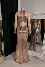 Gorgeous Sleeveless High Neck Split Front Mermaid Prom Dress by misshow.com