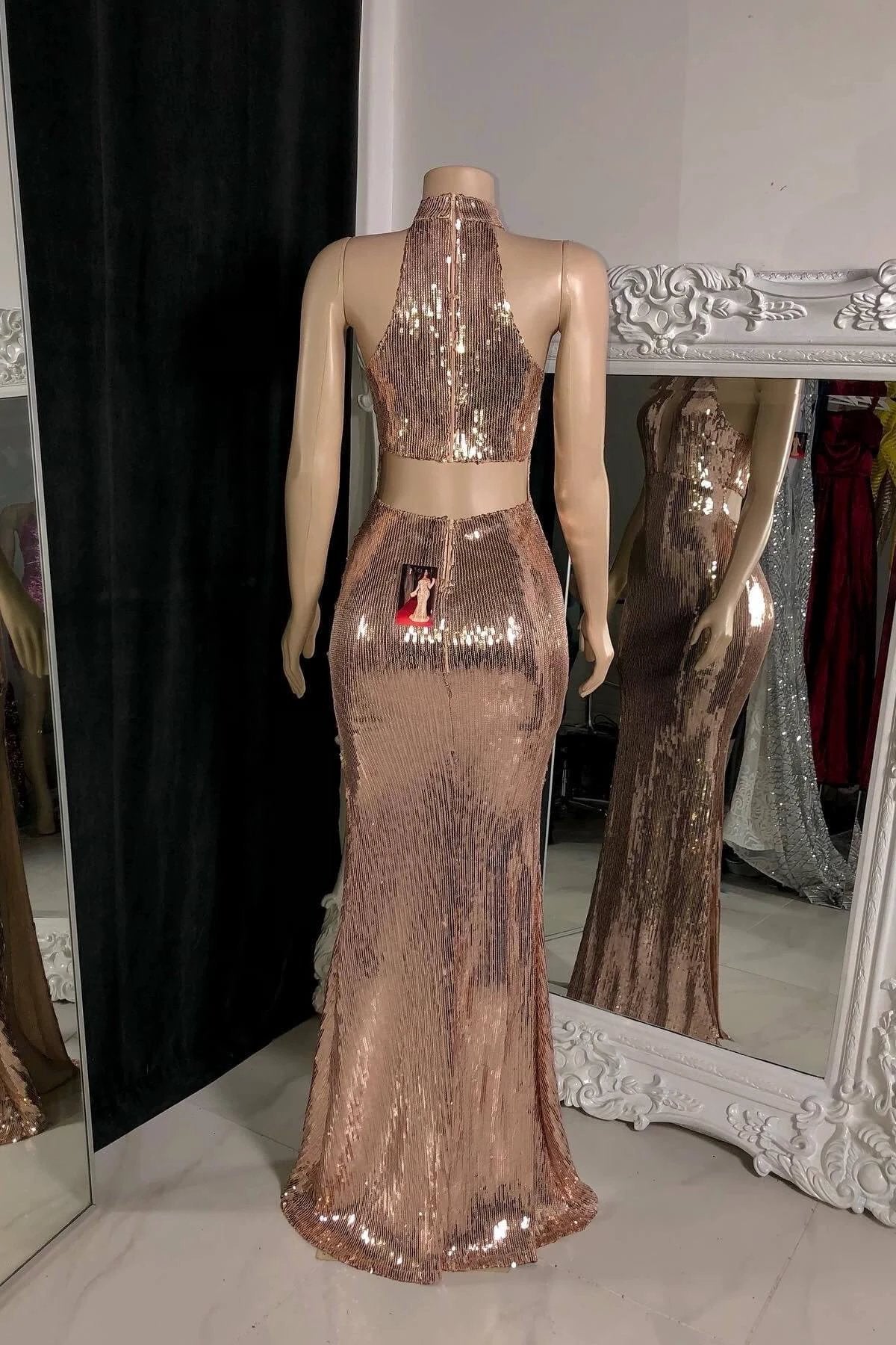 Gorgeous Sleeveless High Neck Split Front Mermaid Prom Dress by misshow.com