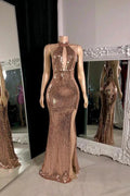 Gorgeous Sleeveless High Neck Split Front Mermaid Prom Dress by misshow.com