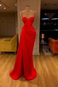 Gorgeous Spaghetti Strap Unique Round Cup High Split Red Prom Dress by misshow.com