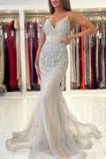 Gorgeous Spaghetti Straps Sleeveless Mermaid Floor-Length Lace Prom Dresses by misshow.com
