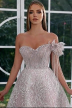 Gorgeous Sweetheart Off-the-shoulder Beading A-line Prom Dress by misshow.com