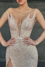 Gorgeous V-neck Sleeveless Long Mermaid Prom Dress With Slit by misshow.com
