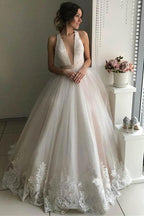 Gorgeous V-Neck Sleeveless Tulle Wedding Dresses Bridal Gowns WD306 by pgmdress