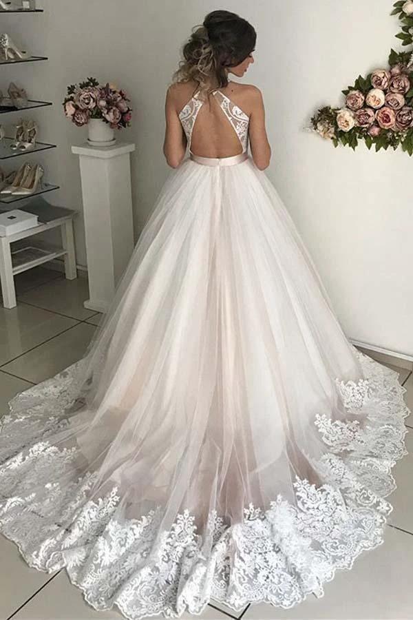 Gorgeous V-Neck Sleeveless Tulle Wedding Dresses Bridal Gowns WD306 by pgmdress