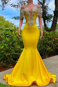 Gorgeous Yellow Tassel Off-The-Shoulder Beading Prom Dress with Ruffles by misshow.com