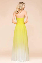 Gradient Sweetheart Floor Length Bridesmaid Dress Chiffon Wedding Party Dress by misshow.com