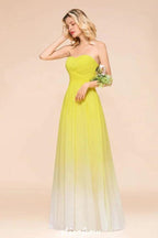 Gradient Sweetheart Floor Length Bridesmaid Dress Chiffon Wedding Party Dress by misshow.com