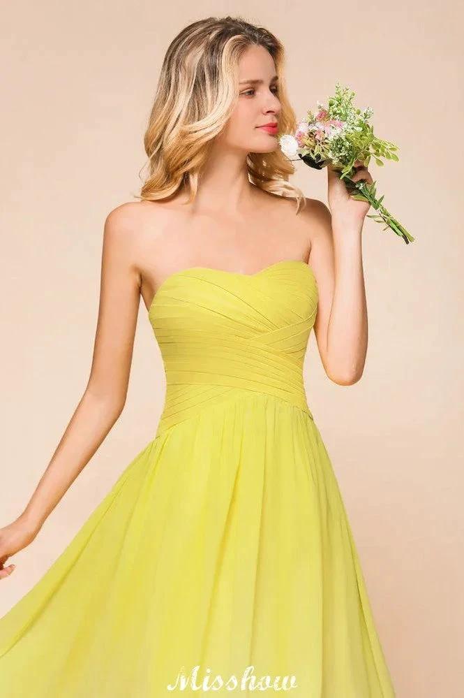Gradient Sweetheart Floor Length Bridesmaid Dress Chiffon Wedding Party Dress by misshow.com