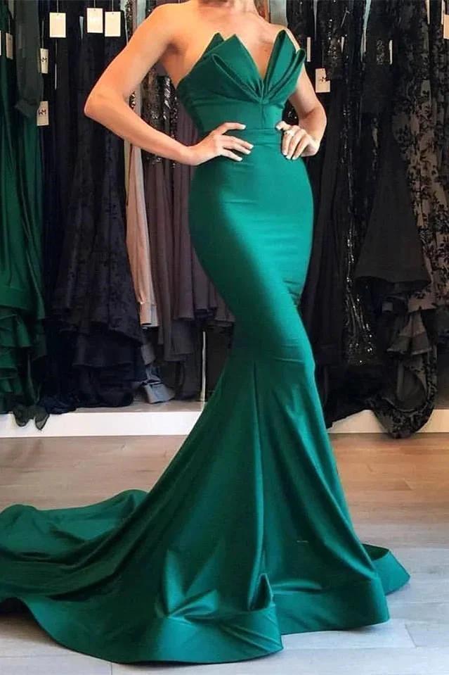 Green Mermaid Evening Gown Long Party Gowns by misshow.com