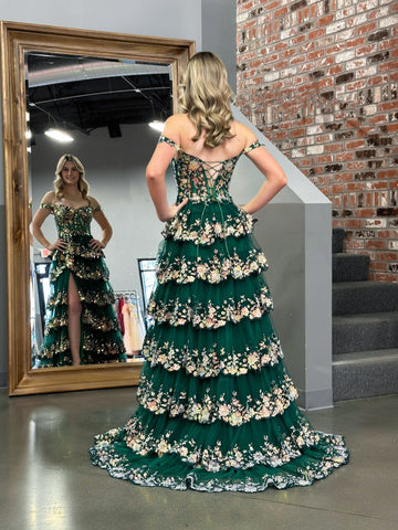 Prinzessin A-Linie Off-Shoulder Korsett Ballkleid mit Spitzenrüschen