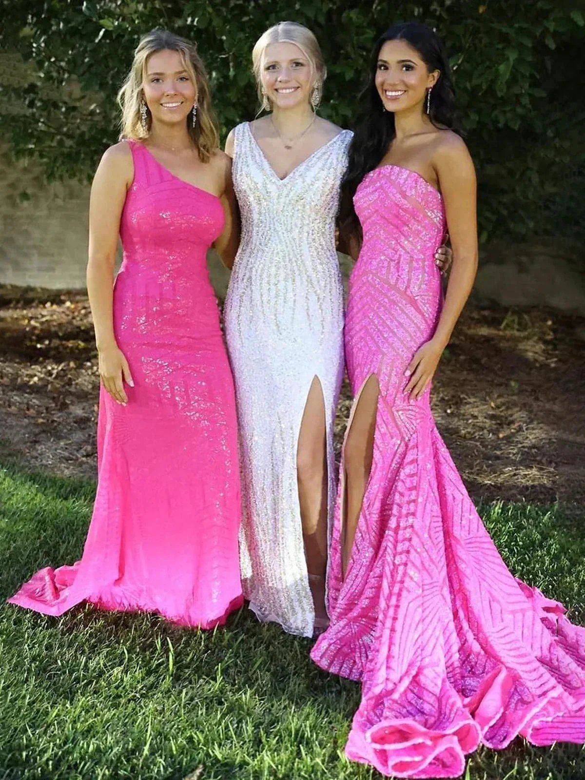 Halcyon | Mermaid Hot Pink Sequins Strapless Prom Dresses with Slit by KissProm