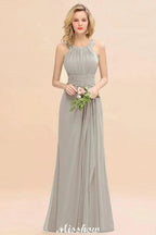 Halter A-line Bridesmaid Dresses Floor-Length Dress for Wedding Party by misshow.com