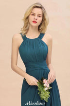 Halter A-line Bridesmaid Dresses Floor-Length Dress for Wedding Party by misshow.com