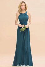 Halter A-line Bridesmaid Dresses Floor-Length Dress for Wedding Party by misshow.com