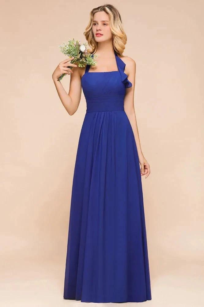 Halter A-line Wedding Party Dress Chiffon Bridesmaid Dress by misshow.com