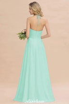 Neckholder Rückenfreies Strand Brautjungfernkleid Chiffon Garten Hochzeit Partykleid