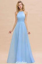 Neckholder Rückenfreies Strand Brautjungfernkleid Chiffon Garten Hochzeit Partykleid