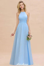 Neckholder Rückenfreies Strand Brautjungfernkleid Chiffon Garten Hochzeit Partykleid