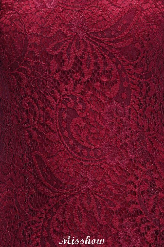 Halter Mermaid Evening Dress Floor Length Lace Burgundy Bridesmaid Dresses by misshow.com