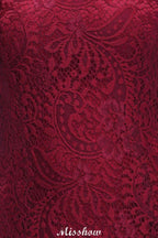 Halter Mermaid Evening Dress Floor Length Lace Burgundy Bridesmaid Dresses by misshow.com