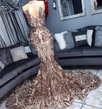 Halter Sequins Mermaid Prom Dress Sleeveless Long Party Gowns by misshow.com