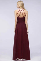 Halter Sleeveless Floor-Length Bridesmaid Dress with Ruffles by misshow.com