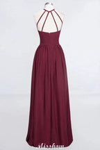 Halter Sleeveless Floor-Length Bridesmaid Dress with Ruffles by misshow.com