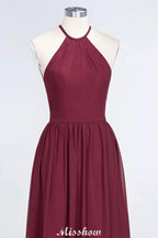 Halter Sleeveless Floor-Length Bridesmaid Dress with Ruffles by misshow.com