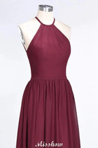 Halter Sleeveless Floor-Length Bridesmaid Dress with Ruffles by misshow.com
