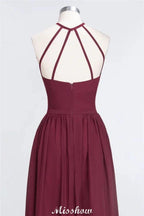 Halter Sleeveless Floor-Length Bridesmaid Dress with Ruffles by misshow.com