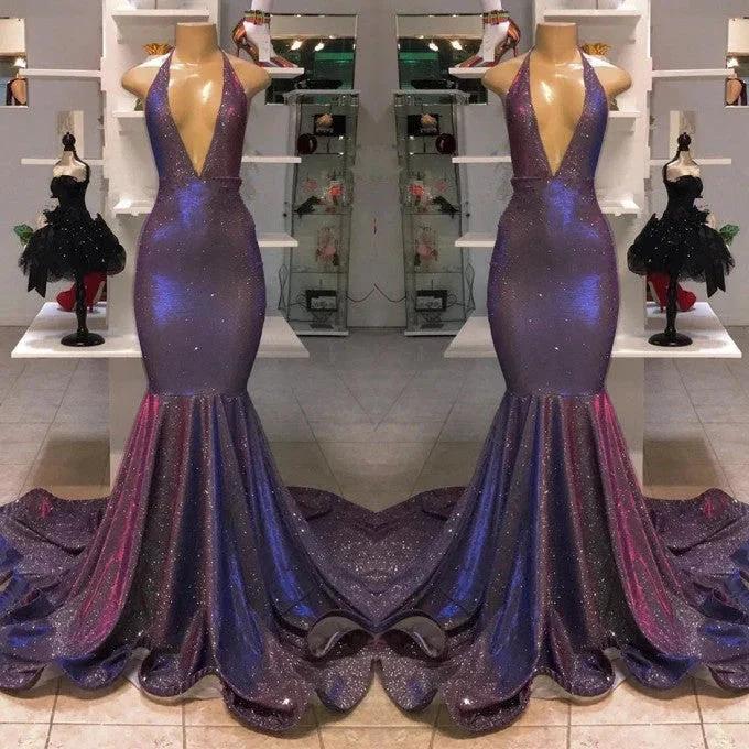 Halter Sleeveless Mermaid Prom Dress by misshow.com