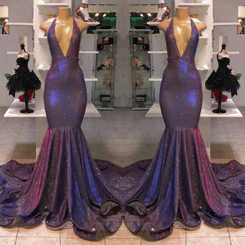 Halter Sleeveless Mermaid  Prom Dress
